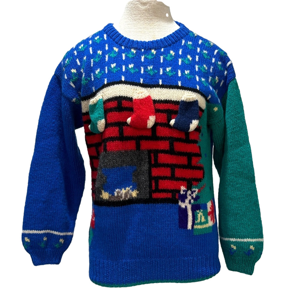 The Eagles Eye vintage Shetland wool Christmas sweater with 3D stockings
